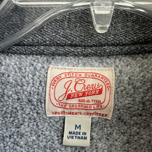 J Crew Sweater Men's Gray Long Sleeve 1/2 zip Pullover Medium Pockets Outdoors - Picture 2 of 9